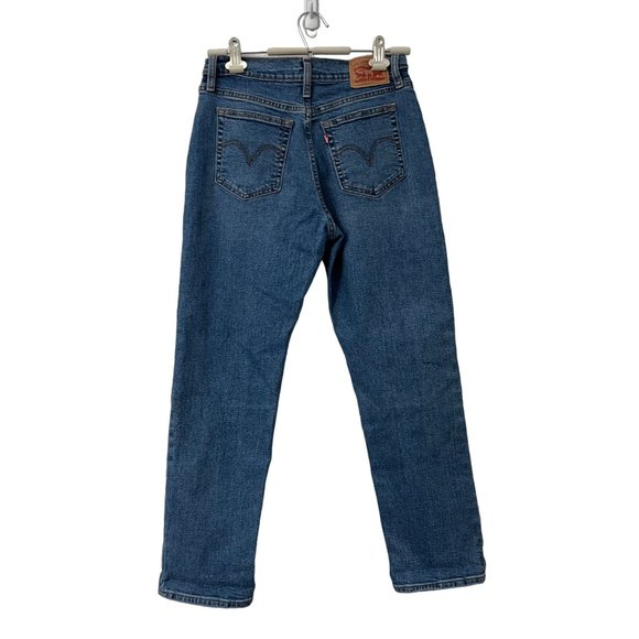 Levis Medium Wash Wedgie Straight High Rise Denim Button Fly Jeans Size 28 - Picture 3 of 7